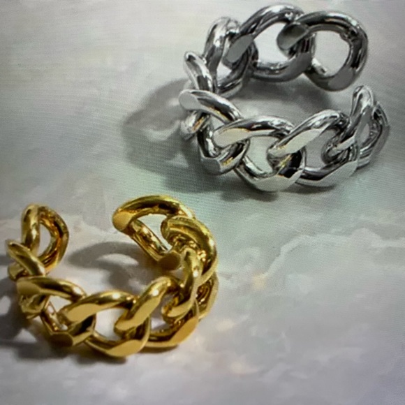 STERLING SILVER CHAIN RING GOLD OR SILVER - Picture 2 of 7